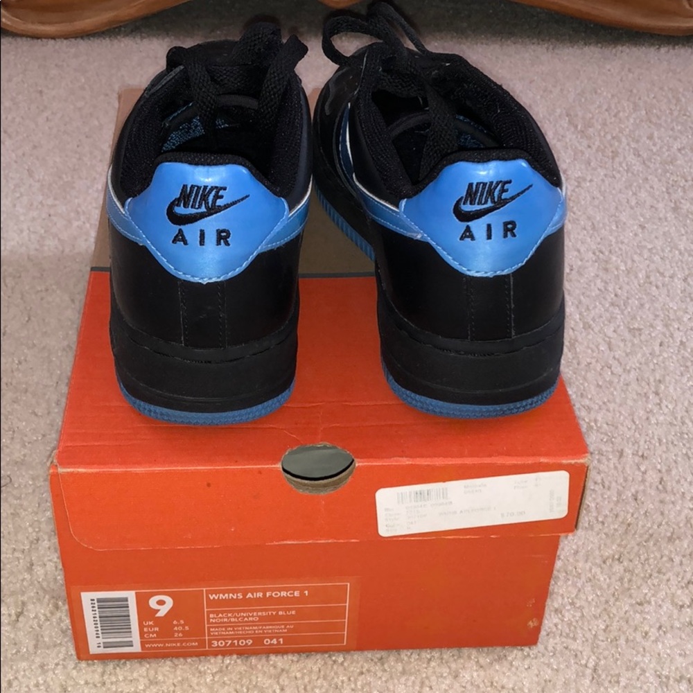 University Blue and Black Nike Airforce 1